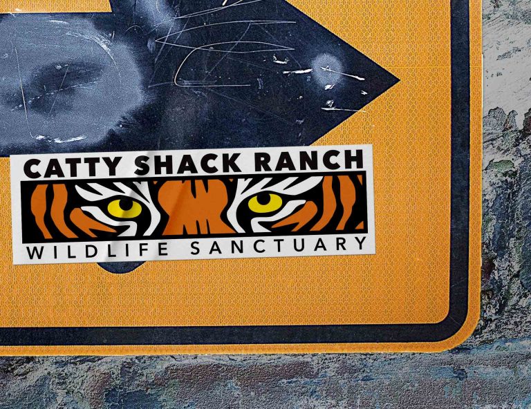 Catty Shack Ranch sticker on sign